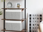 StorageWorks 45L Large Storage Bins for Closet and Shelves, Fabric Organizer Baskets with Metal Frame for Clothes, Towels, Collapsible Storage Basket, Gray and White, 2-Pack
