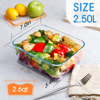 NUTRIUPS 2.6QT Deep Glass Baking Dish with Lid,（9×7in ）Deep Rectangular Glass Baking Dish for Oven