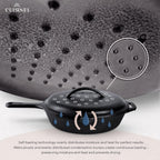 Cuisinel Cast Iron Skillet with Lid - 10"-inch Pre-Seasoned Covered Frying Pan Set + Silicone Handle and Lid Holders + Scraper/Cleaner - Use Indoor/Outdoor, Oven, Stove, BBQ, Fire, Grill Cookware