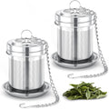 House Again 2 Pack Tea Strainers for Loose Tea, Extra Fine Mesh Tea Infusers, 304 Stainless Steel with Extended Chain Hook, Loose Leaf Tea Steeper, Tea Filter for Brew Tea Spices & Seasoning