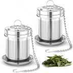 House Again 2 Pack Tea Strainers for Loose Tea, Extra Fine Mesh Tea Infusers, 304 Stainless Steel with Extended Chain Hook, Loose Leaf Tea Steeper, Tea Filter for Brew Tea Spices & Seasoning