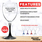 Custom Nuance Wine Glasses by ARC 10.5 oz. Set of 100, Personalized Bulk Pack - Restaurant Glassware, Perfect for Red Wine, White Wine, Cocktails - Black