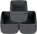 CubesLand Mixed Black Baskets Bins for Organizing,Small Woven Storage Baskets for Shelves,Cute Closet Cube Bins Set 3,Baby Nursery Cube Organizer Toys Basket Bin,Home Decor Organization Bins