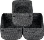 CubesLand Mixed Black Baskets Bins for Organizing,Small Woven Storage Baskets for Shelves,Cute Closet Cube Bins Set 3,Baby Nursery Cube Organizer Toys Basket Bin,Home Decor Organization Bins