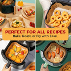 Air Fryer Liners Disposable - 150Pcs 6.5In Square Parchment Paper for Air Fryer Non-Stick Airfryer Basket Liners for Steamer Microwave Oven