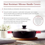 Cast Iron Skillet Set - 8"+10"+12"-Inch Dual Handle Frying Pans + Glass Lids + Silicone Handle Holder Covers - Pre-seasoned Oven Safe Cookware - Indoor/Outdoor Use - Grill, Stovetop, Induction Safe