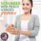 Peachy Clean Silicone Dish Sponge Scrubbers, Fresh Peach Scent, Non-Scratch, Odor-Resistant, Durable Dish Sponges for Kitchen