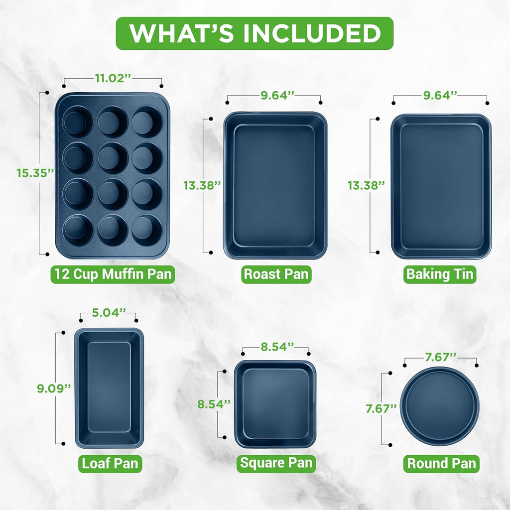 NutriChef Professional 20 Pc Kitchen Set in Navy Blue - Durable Non-Stick Pots and Pans with Bakeware, Compatible with Any Cooktop, Easy Clean