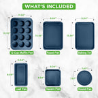 NutriChef Professional 20 Pc Kitchen Set in Navy Blue - Durable Non-Stick Pots and Pans with Bakeware, Compatible with Any Cooktop, Easy Clean