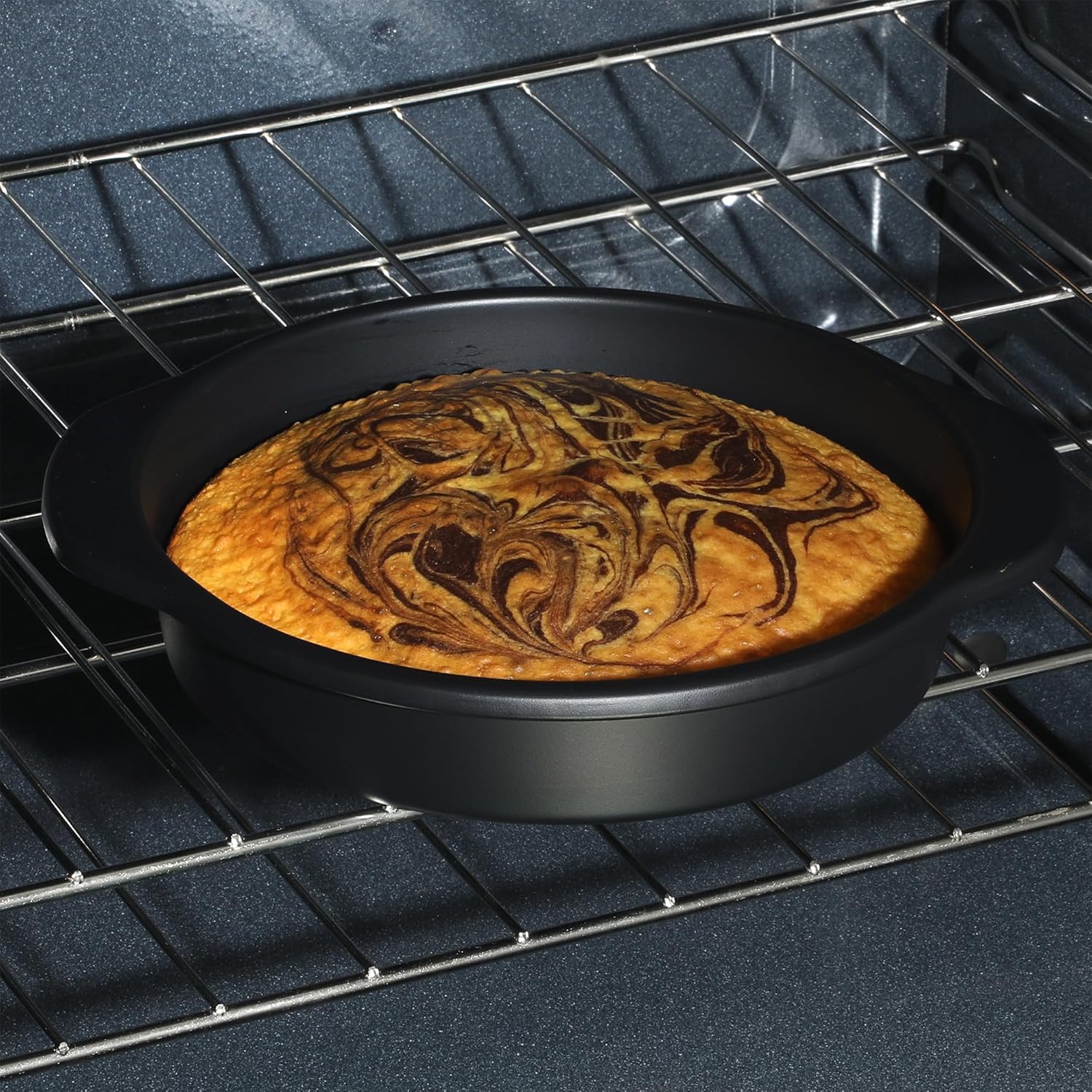 Oster Teston 9" Round Nonstick Carbon Steel Cake/Bake Pan - Matte Black