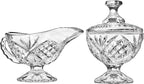 Godinger Serving Hostess Set - Butter Dish, Sugar and Creamer, Packet Holder, Cracker Tray - 5 Piece Set, Dublin Collection