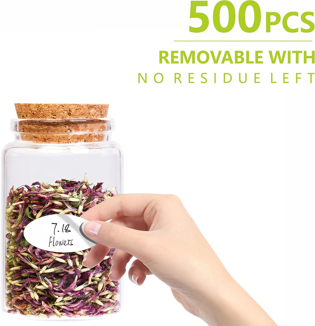 500 Removable Freezer Pantry Labels, Waterproof Tear Resistant Removable No Residue, for Food Containers Jars Kitchen Restaurant Storage Organization