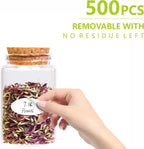 500 Removable Freezer Pantry Labels, Waterproof Tear Resistant Removable No Residue, for Food Containers Jars Kitchen Restaurant Storage Organization
