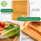 GREENER CHEF 20 Inch Extra Large Bamboo Cutting Board with Lifetime Replacement - Wooden Butcher Block for Kitchen, Carving Meat, Vegetables, and Charcuterie with Deep Juice Groove