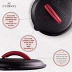 Cuisinel Cast Iron Lid - Fits 10"-Inch Lodge Skillet Frying Pans or Braiser + Silicone Handle Holder + Care Guide - 25.4-cm Pre-Seasoned Universal Replacement Cover - Indoor/Outdoor, Fire, BBQ Safe