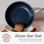 Made In Cookware - ProCoat Non Stick 3 Piece Frying Pan Set (Includes 8",10",12") - 5 Ply Stainless Clad - Professional Cookware - Crafted in Italy - Induction Compatible (Harbour Blue)