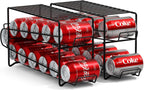 Sorbus 2-Pack Soda Can Dispenser Rack – Beverage Organizer for Refrigerator, Holds 12 Standard 12oz Cans (Black)
