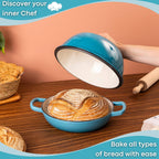 Enamelled Cast Iron Dutch Oven Pot – Dutch Oven For Sourdough Bread Baking – Cast Iron Bread Pot – Blue, 6 Quarts, 22cm – by Nuovva