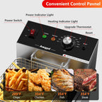 Electric Deep fryer Single Tank Deep Fryer with Basket Capacity 10L(10.5QT) Electric Countertop Fryer Stainless Steel Deep Fryers for Restaurant Home Use, 1700 Watts, 110V (10L)