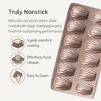 Non Toxic Nonstick Madeleine Pan 12 Well Set of 2 (24 wells) | Non Stick Nontoxic Madeleines Pans for baking | Madeleine Cake Cookie Mold | Madeleine tray for oven | French tin 12