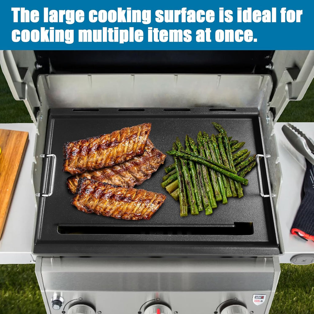 Full-Size Griddle Inserts for Weber Spirit 200 Spirit II 200 Series Grills Nonstick Flat Top Griddle with Handles for Weber Spirit E-210 E-220 S-210 S-220 GS4 Spirit II E-210 S-210 E-220 S-220 Series