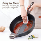 SENSARTE Nonstick Frying Pan Skillet with Lid, 10.5 Inch Deep Frying Pan, 3.8 Qt Non Stick Saute Pan with Cover, Induction Pan, Healthy Non Toxic Cooking Pan with Helper Handle, PFOA PFOS Free