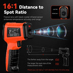 Infrared Thermometer Temperature Gun -58°F to 1796°, 16:1 Non Contact Laser Thermometer Gun with Thermocouple Probe for Humidity, Pizza Oven, Griddle, Ir Temp Gun for Home and Industry Repair