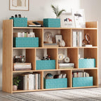 Woven Storage Baskets, Storage Bins, Cube Basket Container Baskets Storage Boxes Organizers for Clothes /Shelves/ Closet, Set of 6 (Aqua)
