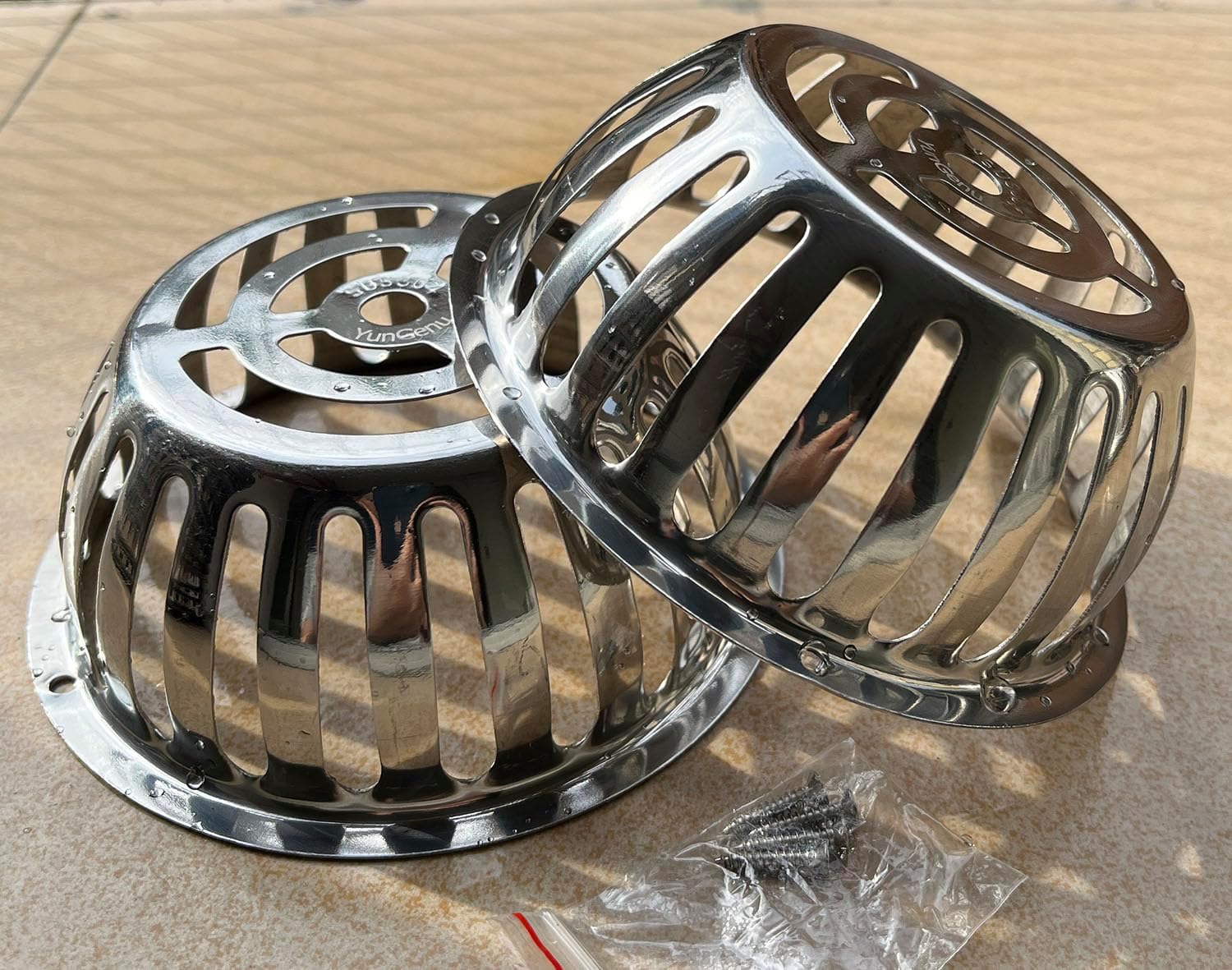 SUS304 Stainless Steel Roof Dome Drain Cover Strainer Anti-Clogging Atrium Grate 2pcs/pk (Φ: 5 inch)