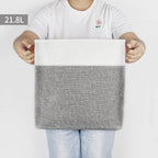 Collapsible Fabric Storage Cubes 11x11 Cube Storage Bins, 4 Pack Closet Baskets Box with Handles for Organizing, Shelf, Toys, Clothes, Home, Office, Nursery (Grey&White)