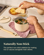 Caraway Petite Cooker - 2 Qt Ceramic Coated Pot - Free From Forever Chemicals - Perfect for Rice, Grains, or Sauces - Sage