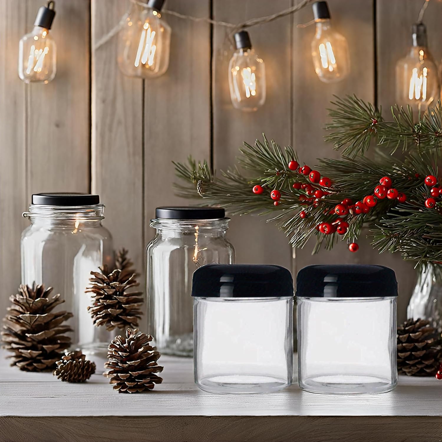 JARMING COLLECTIONS Mason Jars 16 oz Glass Extra Wide Mouth Pint Storage Jars with Lids - BPA Free Plastic Storage Lids - Made in USA - Pint Glass Jars 16 oz with Lids, Ryan16BKX3