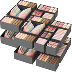 Lifewit Drawer Organizer Clothes for Closet 32 Pack, 3 Sizes Underwear Wardrobe Drawer Dividers, Fabric Foldable Dresser Storage Organizer Bins for Sock/Bra/Lingerie/Undies, Gray