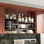 16.5~27.1" Expandable Shelf Organizer, 1Pack 8.1" Wide Stackable Cabinet Shelf Organizers, Black Metal Sturdy Kitchen Counter Storage for Countertop, Adjustable Height Spice Rack