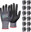 KAYGO Safety Work Gloves MicroFoam Nitrile Coated, 12 Pairs KG18NB,Seamless Knit Nylon Glove for Men and Women, Ideal for Automotive,Warehouse,Construction (Small,Gray)