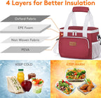Lifewit Medium Lunch Bag Insulated Lunch Box Soft Cooler Cooling Tote for Adult Men Women, White and Red12-Can (9L)