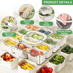 Divided Serving Tray with Lid and Handle, Portable Snack Box, 12 Compartments Veggie Fruit Tray, Charcuterie Platter Snackle Box Container for Party, Snacks, Picnic, LARGER SIZE