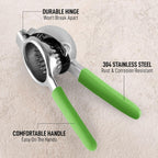 Zulay Lemon Squeezer Stainless Steel with Premium Heavy Duty Solid Metal Squeezer Bowl and Food Grade Silicone Handle - Large Manual Citrus Press Juicer and Lime Squeezer Stainless Steel (Light Green)