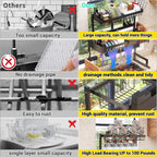 Over Sink Dish Drying Rack (Expandable Height/Length) Snap-On Design Large Dish Drainer Storage Counter Organizer 24" - 35.5"(L) x 12"(W) x 19" - 22"(H)