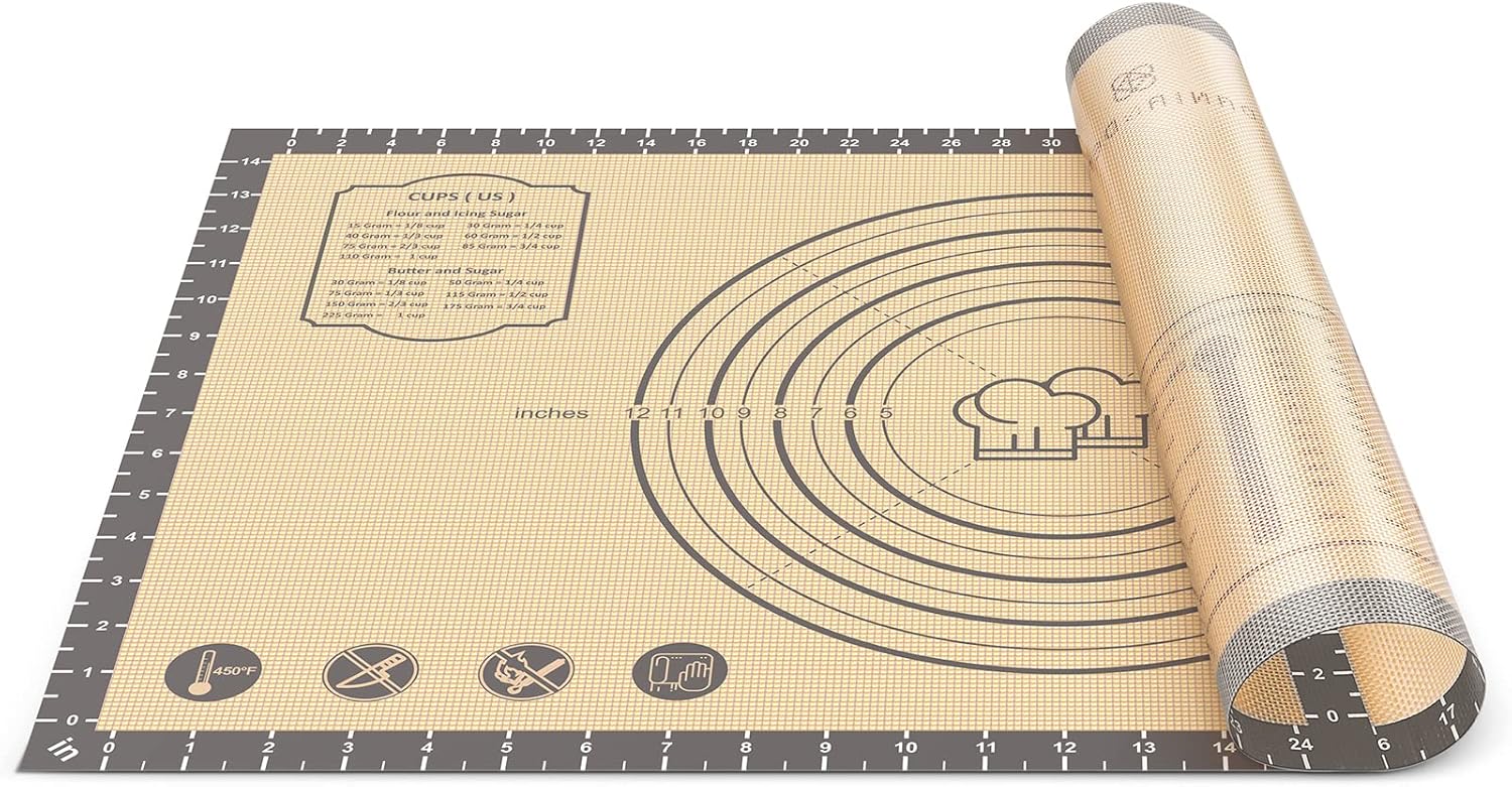 Baking Mat, 26" x 16" Large Silicone Non-slip Baking Pastry Mat with Measurement, Non Stick Silicone Mats for Kitchen Counter, Fondant Mat, Counter Mat, Dough Rolling Mat, Oven Liner, Pie Crust Mat
