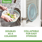 Tovolo Microwave Splatter Cover for Food, Medium (Blue Haze) - Collapsible & Vented Silicone Splatter Guard Lid - Microwave Plate & Dish Cover with Handle - BPA-Free Kitchen Gadget for Meal Prep