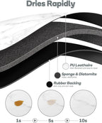 SUEH DESIGN Coffee Mat, Absorbent Dish Drying Mat 23.6 x 15.7 in Quick Dry Coffee Mat Large Drying Mats for Kitchen Counter Coffee Bar, Marble White