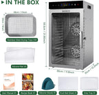 SUCISENI Food Dehydrator Machine 1000W 18 Trays Stainless Steel Commercial Food Dehydrated Dryer with 24H Timer Touch-Control LED Display, Compact Size for Home Jerky Herbs Meat Beef Fruit Vegetables