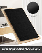 Rnivvi Dish Drying Mat for Kitchen Counter, XL 15 x 24" Super Absorbent Drainer Pad Easy Clean Dish Rack Pad, Non-Slip Heat Resistant Coffee Bar Mat for Coffee Machine Station Accessories Decor, Black