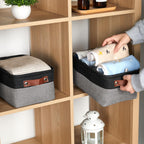 DULLEMELO Small Storage Baskets for Organizing - 11.8x7.9x5.1 inch Collapsible Storage Bins Set of 2 cloth storage bins for organizing Books and towel storage (Black&Grey)