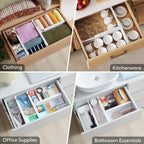 Lifewit 14 Pack Drawer Dividers 4" High, 11-17" Adjustable Drawer Organizers for Clothes, Expandable Dresser Separators in Bedroom/Bathroom/Kitchen/Fridge/Office Organization and Storage, White