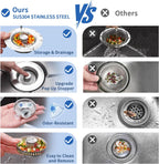 3-in-1 Kitchen Sink Drain Strainer - Pop Up Sink Stopper, Stainless Steel Sink Drain Strainer, Kitchen Sink Stopper & Drain Plug with Anti-Clogging Basket,Sink Strainer Fits US Standard 3-1/2'' Drains