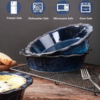 vicrays Ceramic Pie Pan for Baking - 9 inch Pie Plate, Round, Fluted and Deep Pie Dish for Tart, Pizza, Apple Pie, Quiche, Pot Pies, Cake - Reactive Glaze (Starry Blue)