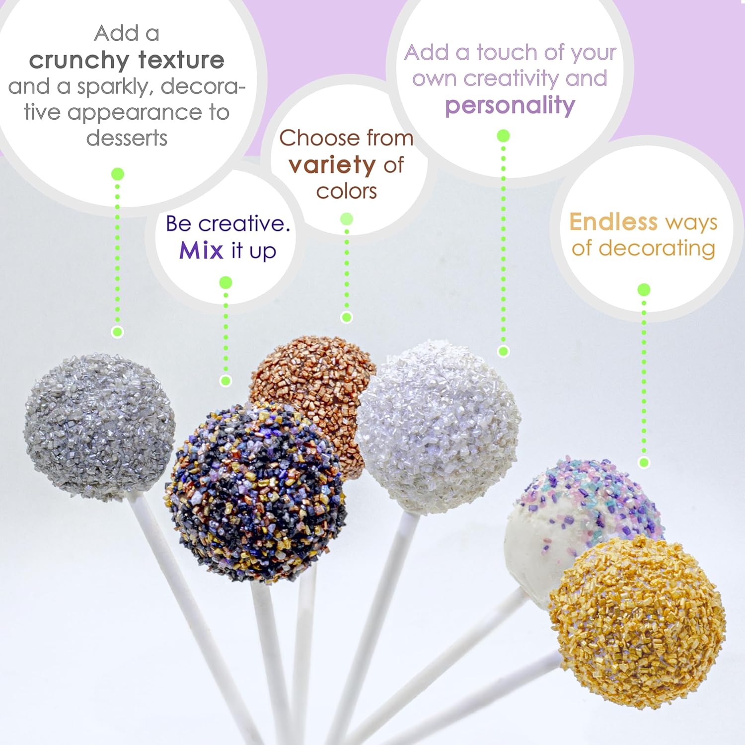 Bakerpan Pearlized Sugar Sprinkles for Baking - 5 Ounce - Sparkling Rose Gold Decorating Sugar Crystals for Cookies, Cake Pops, Ice Cream (Made in USA)