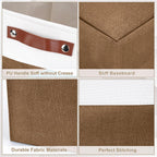Large Fabric Storage Baskets | 50L Storage Bins, Decorative Linen Closet Baskets with Handles for Organizing, Shelf, Toys, Clothes, Home, Office, Nursery, 17x12x15Inches (Brown&White)